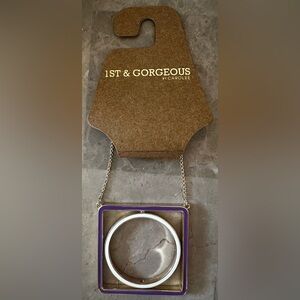 1ST & GORGEOUS by Carolee- Purple/White Square/Circle Necklace